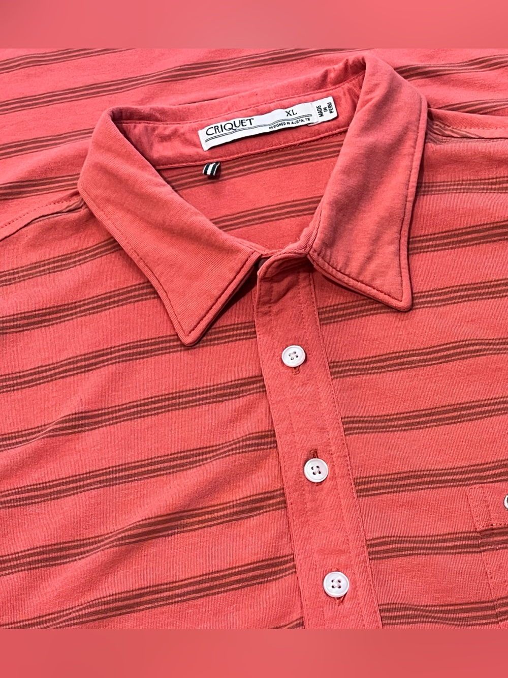 Criquet Polo Shirt Mens XL Red Pima Cotton Blend Stretch Chest Pocket Soft EUC
